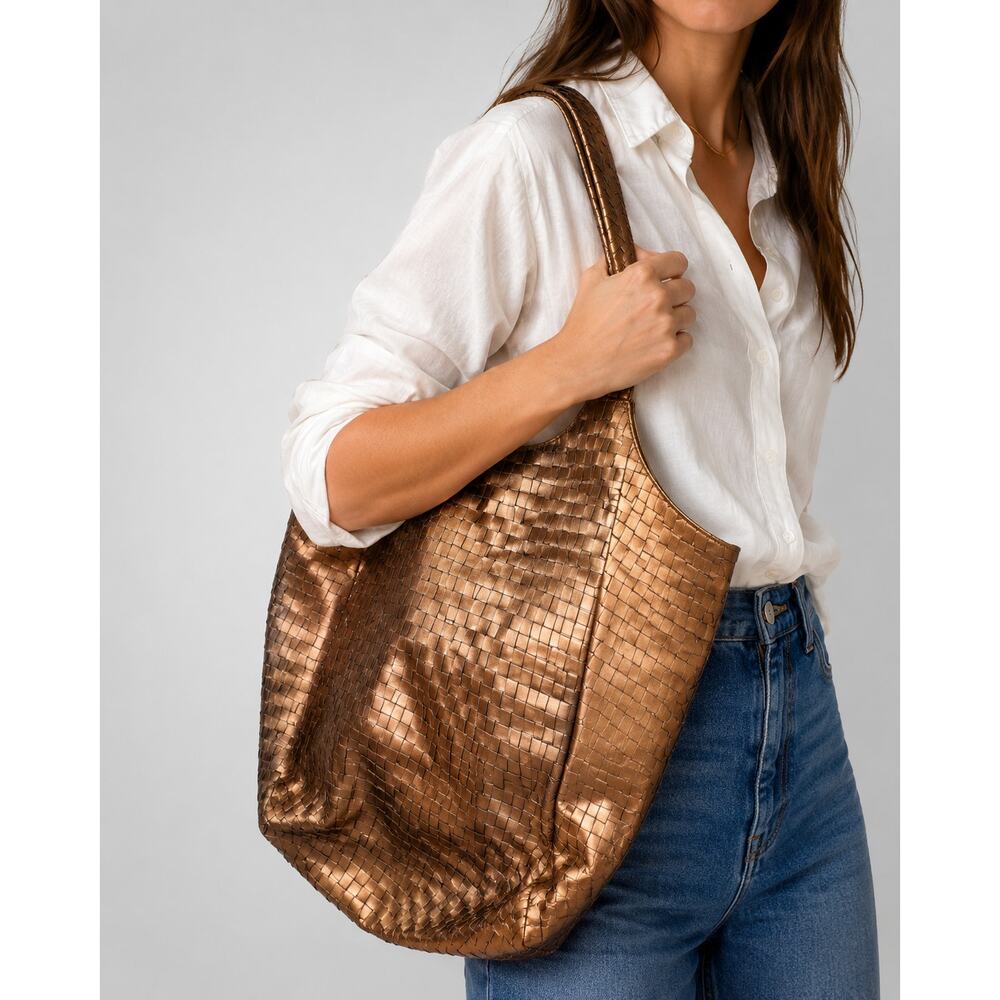 Vintage‎ Cato Large Retro Purse Handbag, Metallic Bronze, 12 x 14, shiny